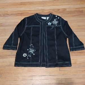 Alfred Dunner Black Jacket / Embroidery & Bling 6841